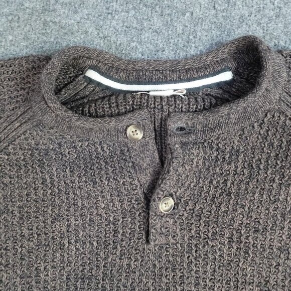 Carbon 2 Cobalt Roll Neck Sweater XL Brown Cotton Raglan Henley - Picture 2 of 10